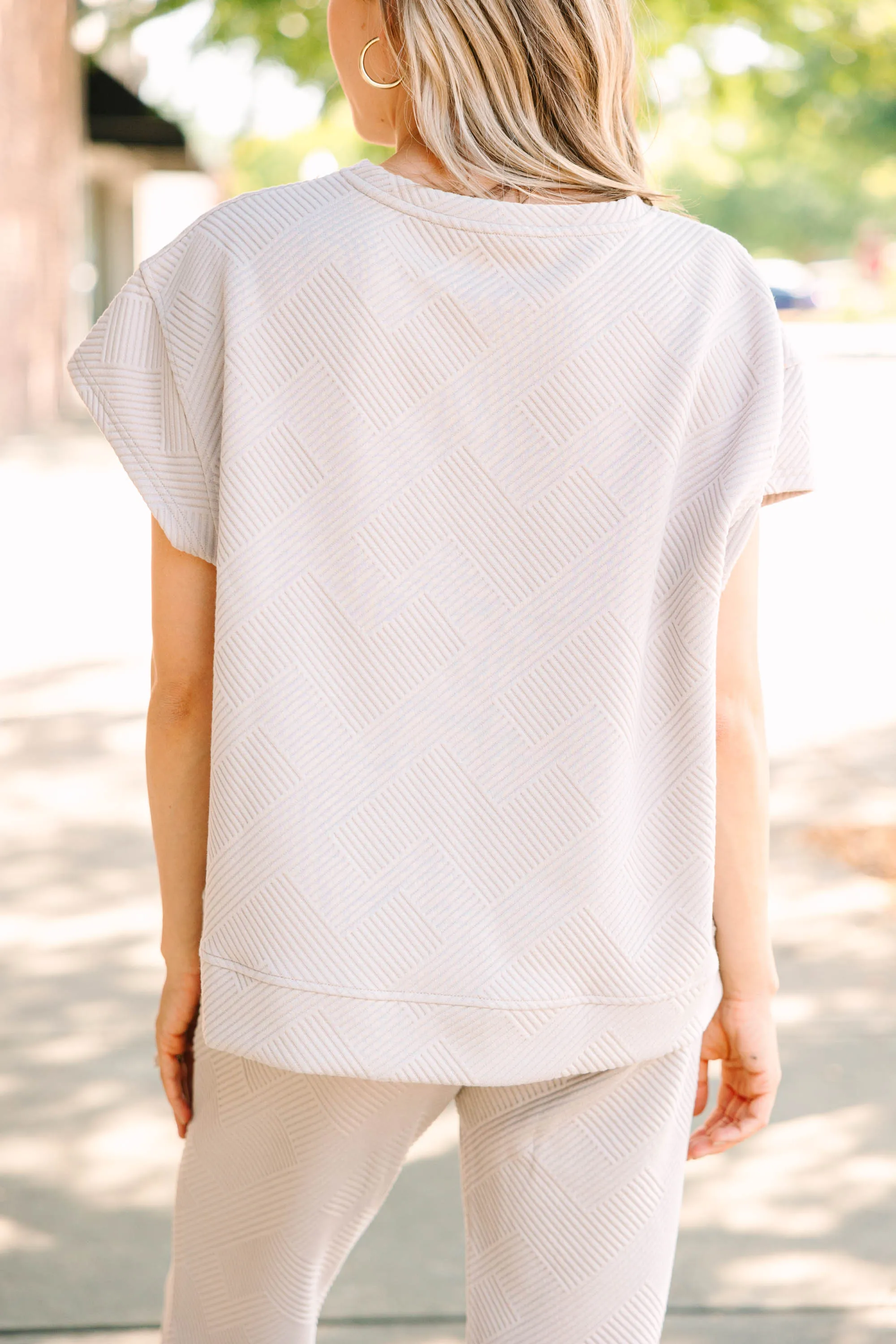 Walk With Me Oatmeal Brown Textured Top