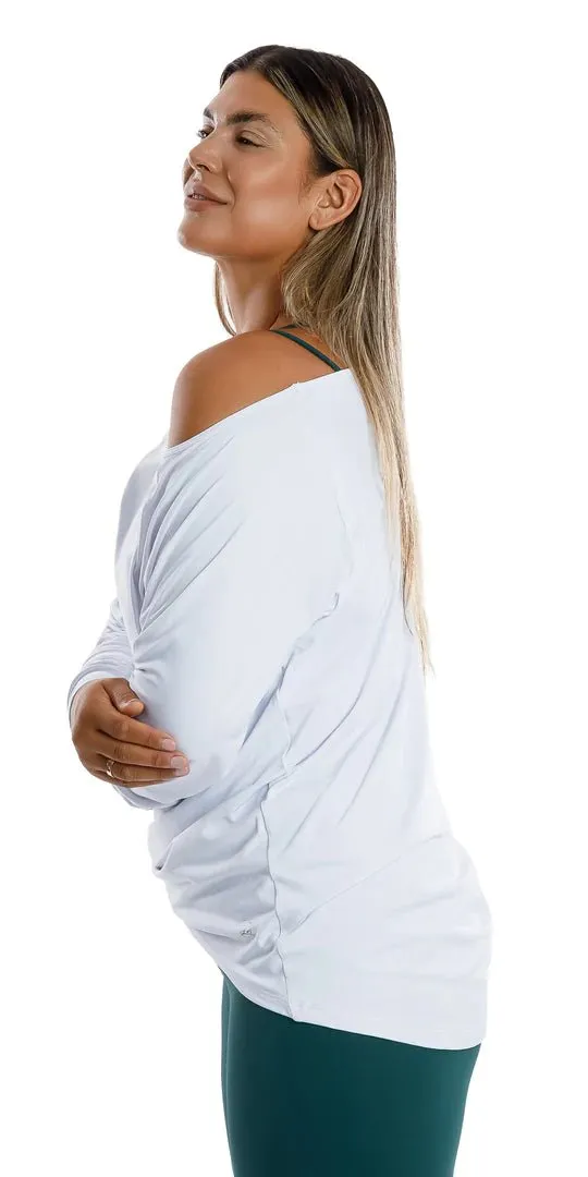 White Off The Shoulder Long Sleeve Tee