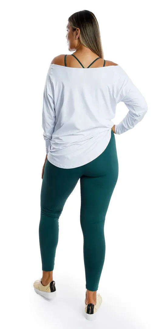 White Off The Shoulder Long Sleeve Tee