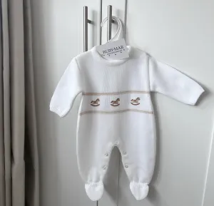 White Rocking Horse Knitted Babygrow