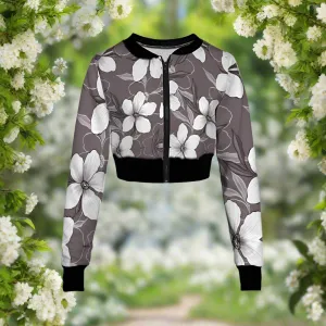 Whitte Blossoms Women's Full Zipper Crop Jacket