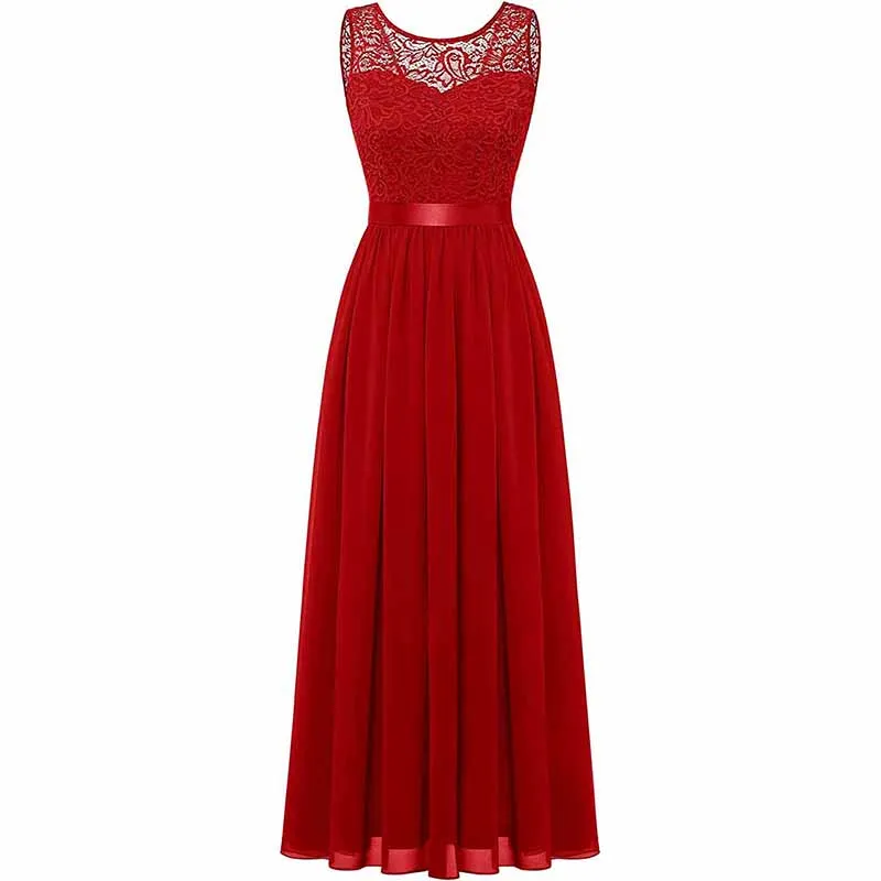 Women's Floral Lace Bridesmaid Dress A-line Swing Party Dress Short/Long Length