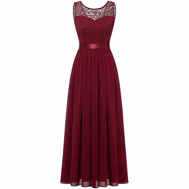 Women's Floral Lace Bridesmaid Dress A-line Swing Party Dress Short/Long Length