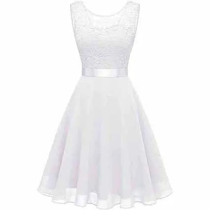 Women's Floral Lace Bridesmaid Dress A-line Swing Party Dress Short/Long Length