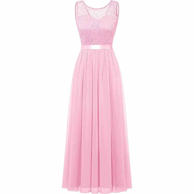 Women's Floral Lace Bridesmaid Dress A-line Swing Party Dress Short/Long Length