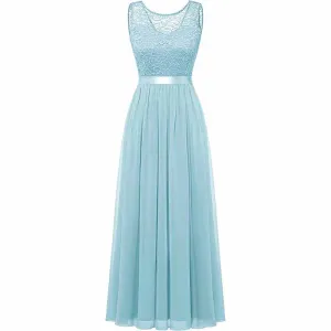 Women's Floral Lace Bridesmaid Dress A-line Swing Party Dress Short/Long Length