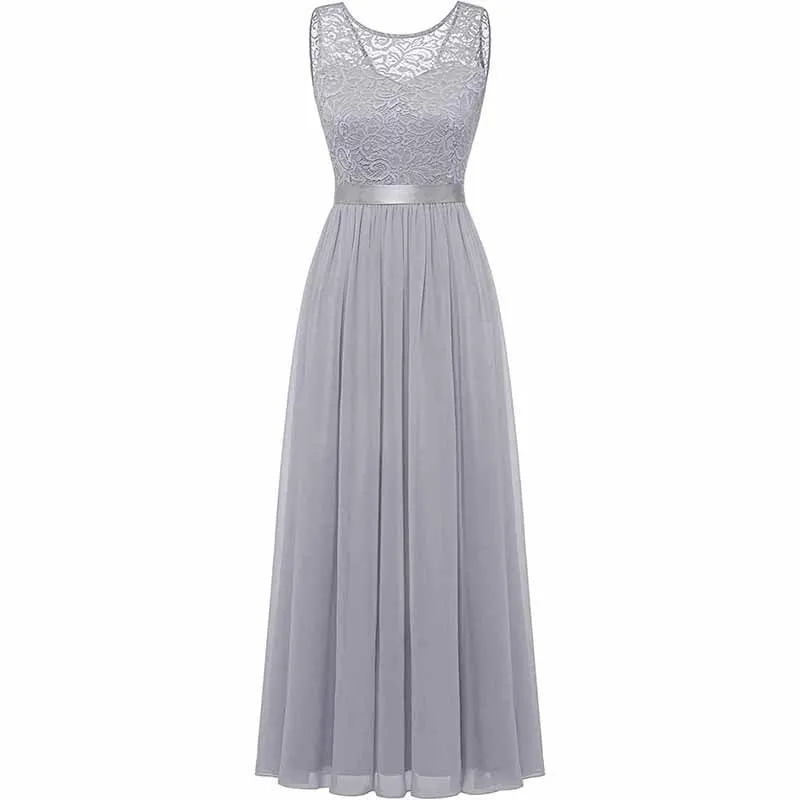 Women's Floral Lace Bridesmaid Dress A-line Swing Party Dress Short/Long Length