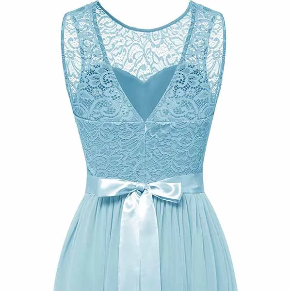 Women's Floral Lace Bridesmaid Dress A-line Swing Party Dress Short/Long Length